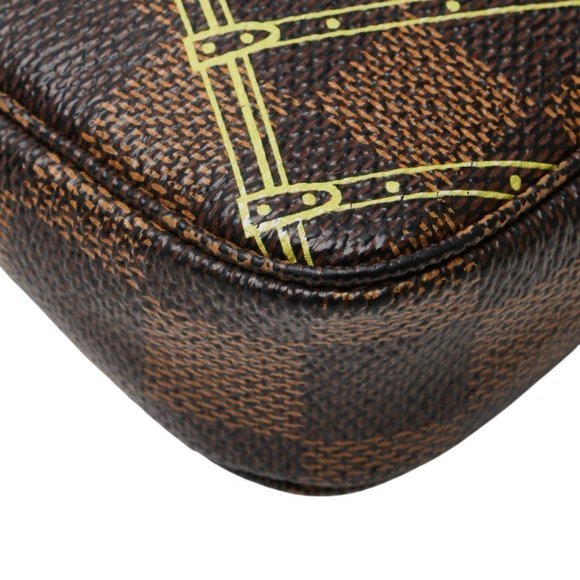 LOUIS VUITTON Authentic Brown Damier Leather Pochette Pouch - Picture 8 of 14